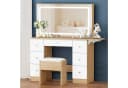 ALFORDSON Schminktisch mit LED-Spiegel, 7 Schubladen und Steckdosen, Schminktisch-Hocker-Set Bild 2