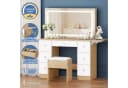 ALFORDSON Schminktisch mit LED-Spiegel, 7 Schubladen und Steckdosen, Schminktisch-Hocker-Set Bild 4