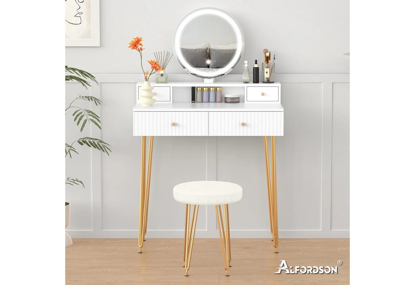 Modernes Schminktisch-Set aus MDF-Spanplatte mit Melaminbeschichtung - Bild 3