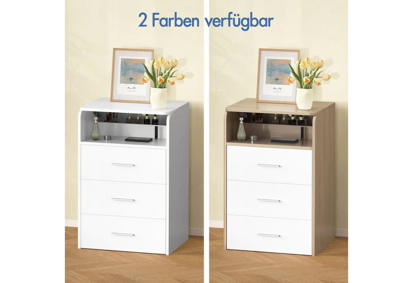 ALFORDSON Schminktisch LED-Nachttisch 3-in-1-Design Weiß - Bild 4