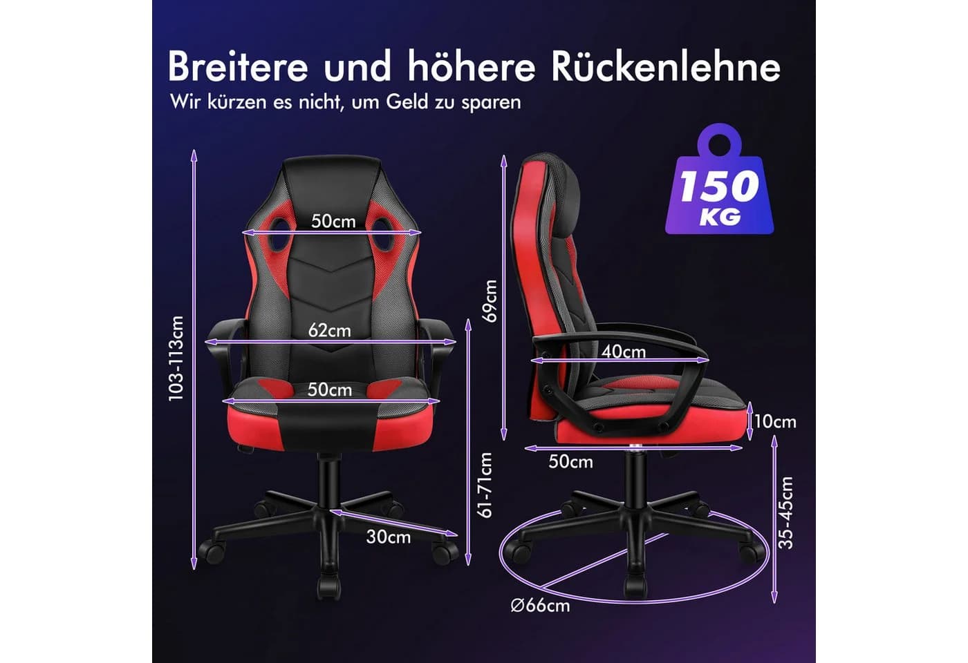 ALFORDSON Bürostuhl Racing Schreibtischstuhl Ergonomisch Höhenverstellbar