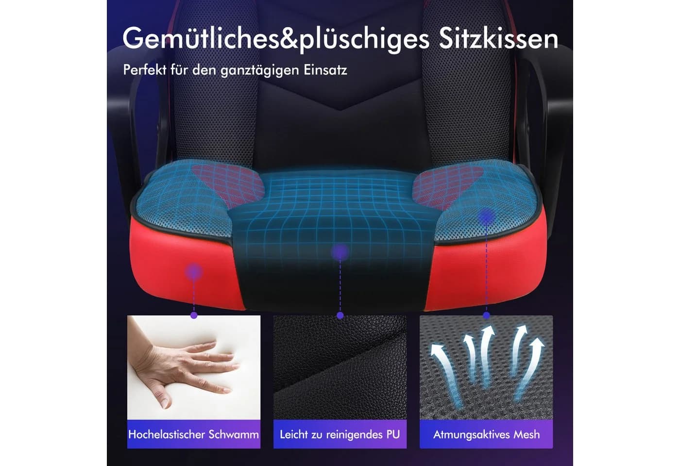 ALFORDSON Bürostuhl Racing Schreibtischstuhl Ergonomisch Höhenverstellbar - Bild 3