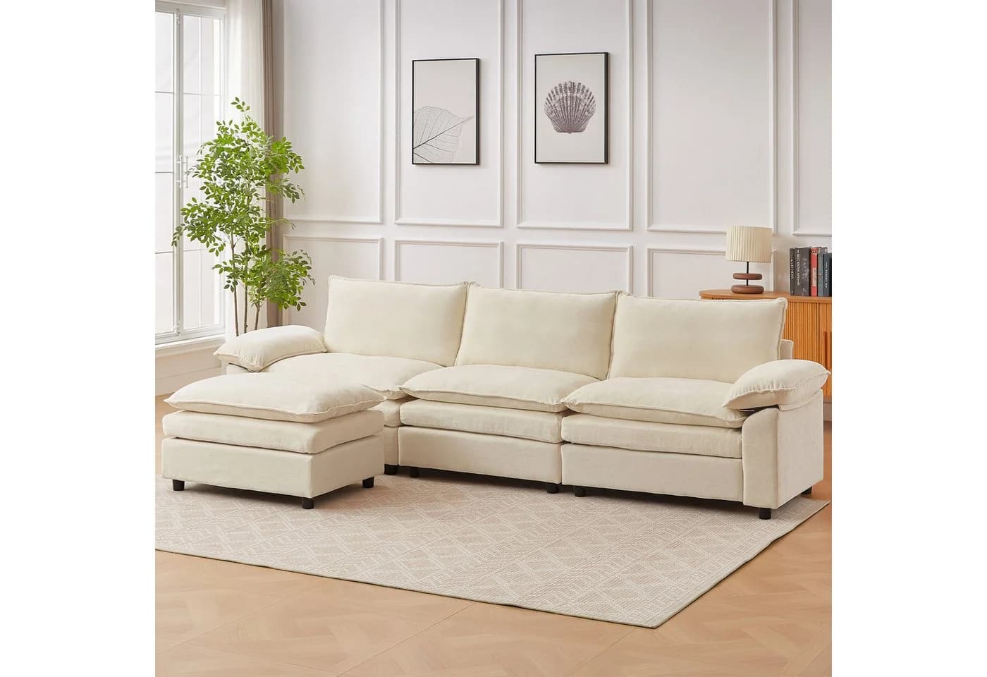 Jiexi Modulares Sofa aus Chenille Beige Wohnlandschaft