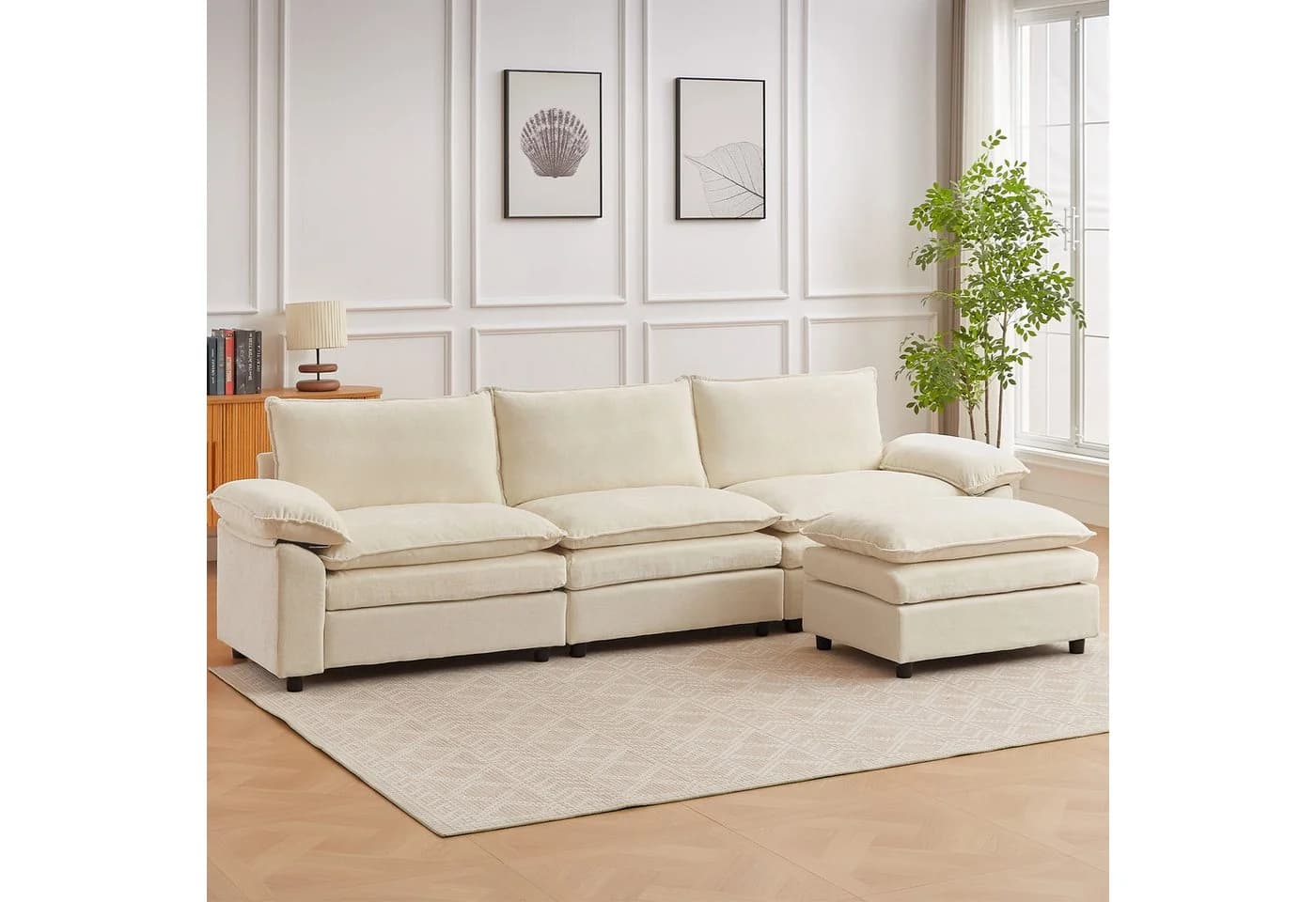 Jiexi Modulares Sofa aus Chenille Beige Wohnlandschaft - Bild 2