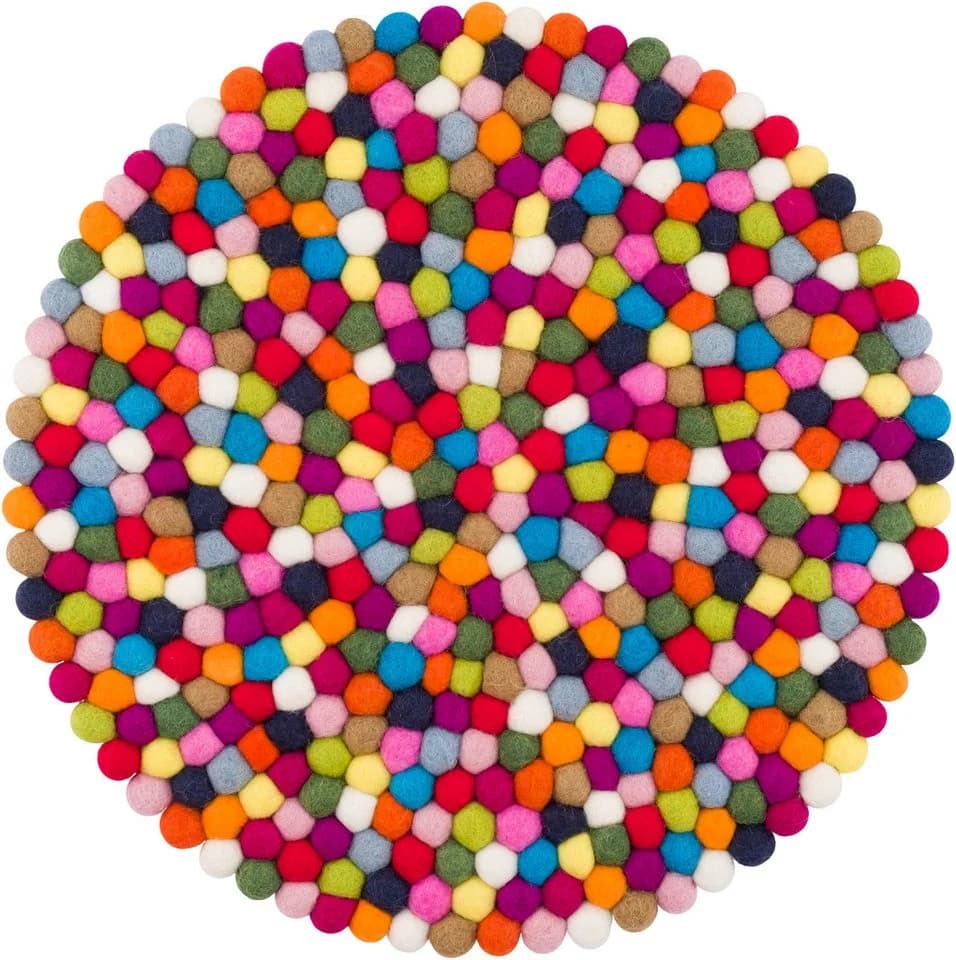 myfelt Stuhlkissen Filzkugel Sitzauflage ⌀ 36 cm bunt - Bild 2