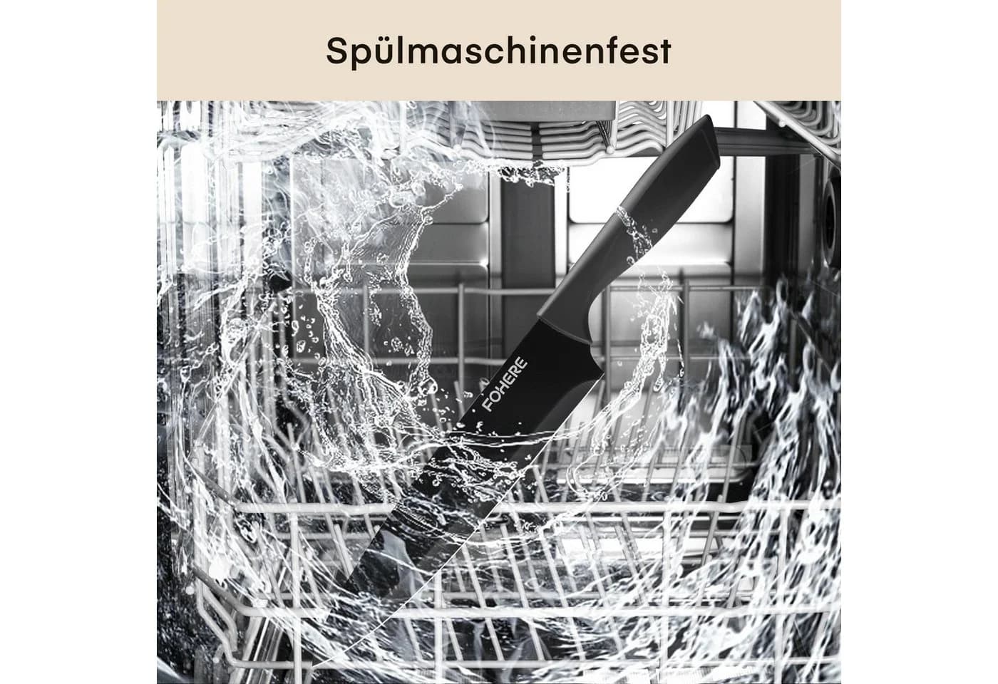 FOHERE Messer-Set 13-tlg. Schwarz Edelstahl mit Schärfblock - Bild 5