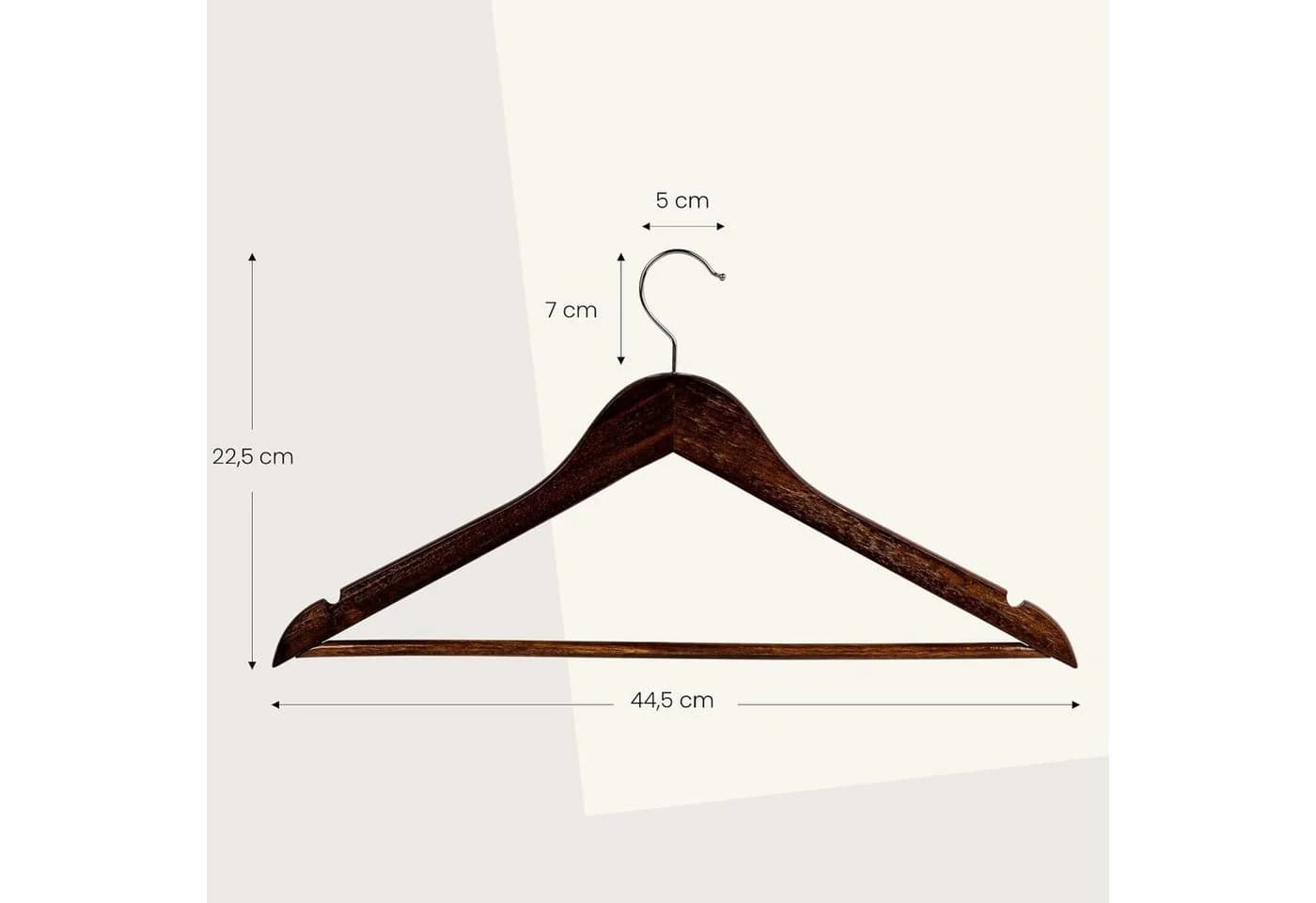 RSR Hangers Kleiderbügel Braun Holz 44,5 cm verzinkter 360° Haken, (10-tlg)