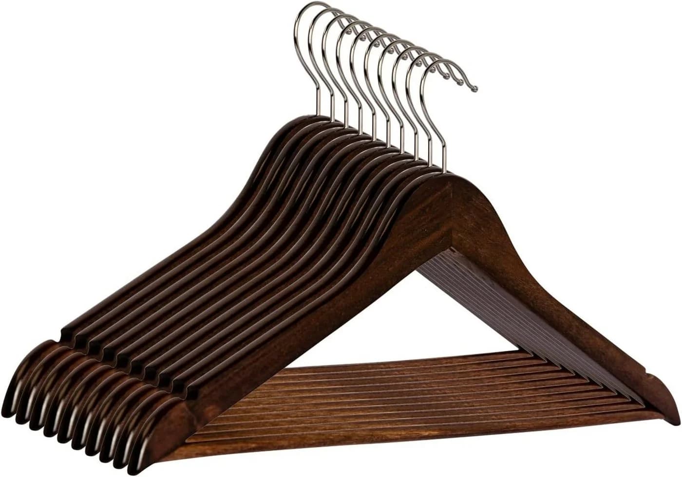 RSR Hangers Kleiderbügel Braun Holz 44,5 cm verzinkter 360° Haken, (10-tlg) - Bild 2