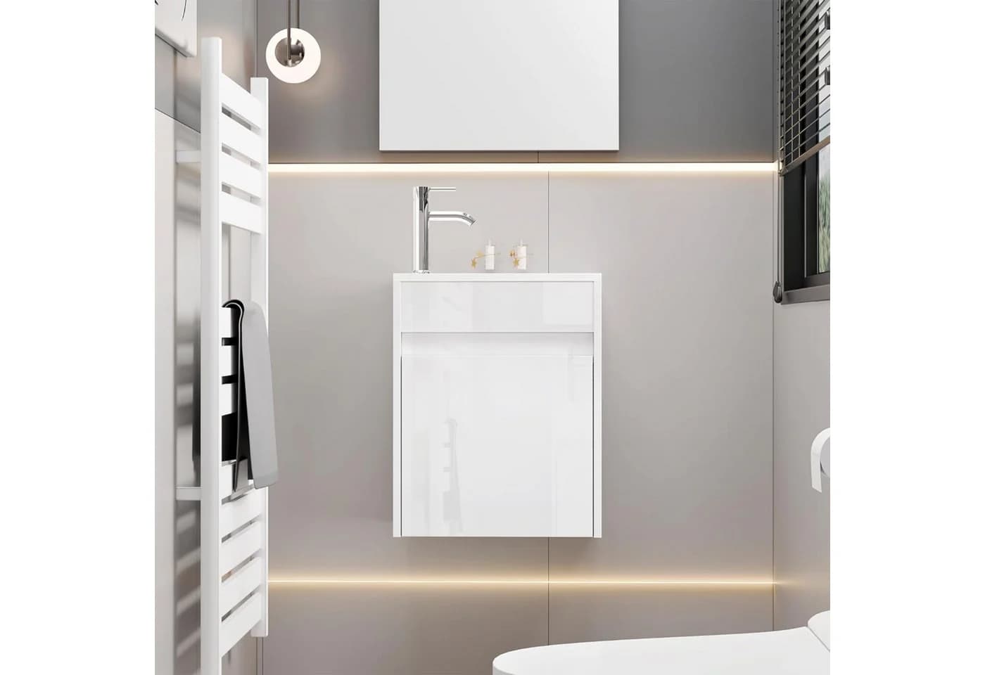 UEV Waschtisch-Set mit Unterschrank und Harzbecken, 40,6 cm, weiß - Bild 3