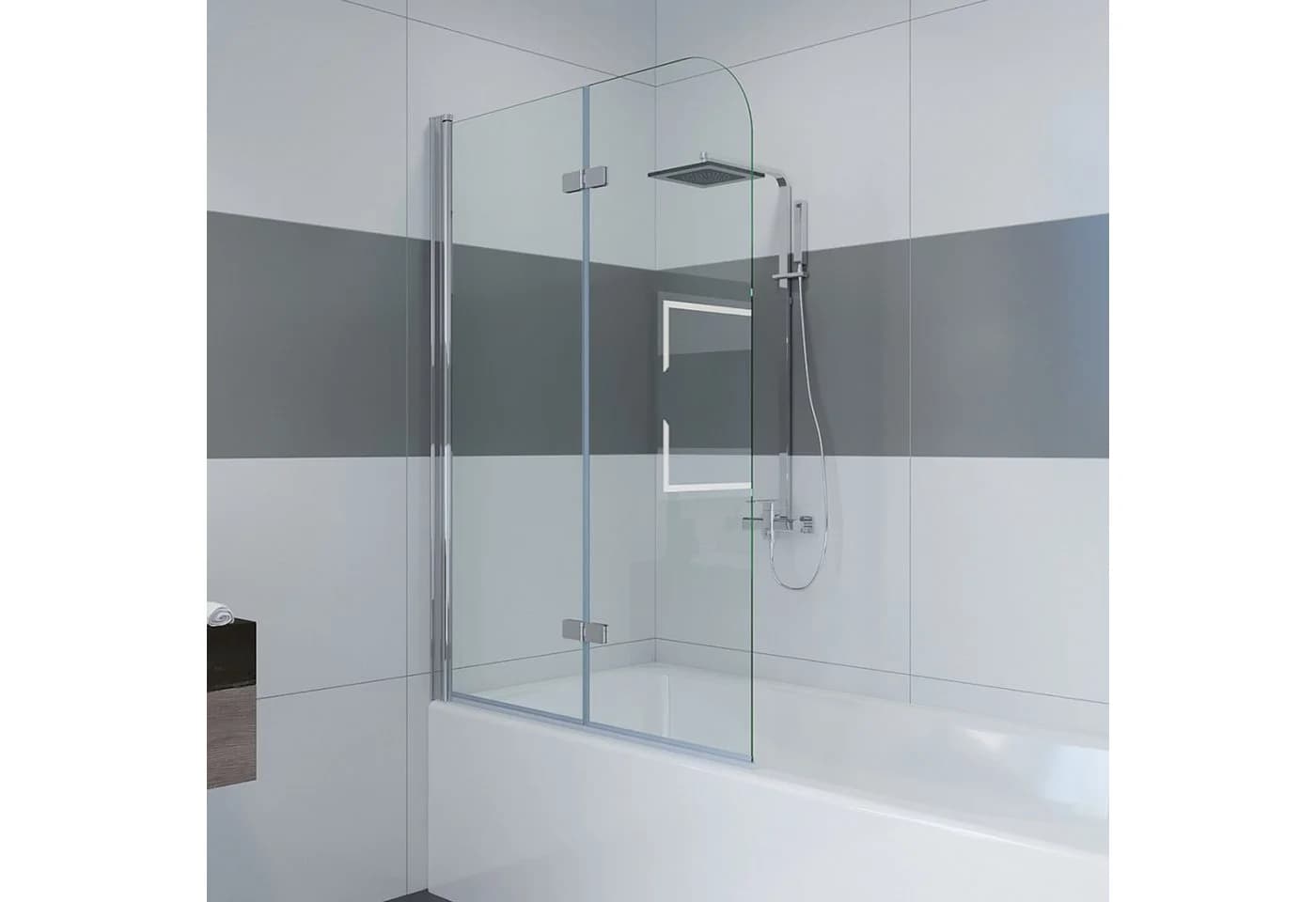 IMPTS Duschwand 100-140cm Glas Alu Badewannenaufsatz - Bild 2