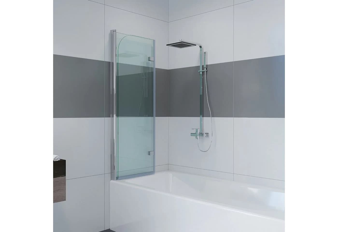 IMPTS Duschwand 100-140cm Glas Alu Badewannenaufsatz - Bild 3
