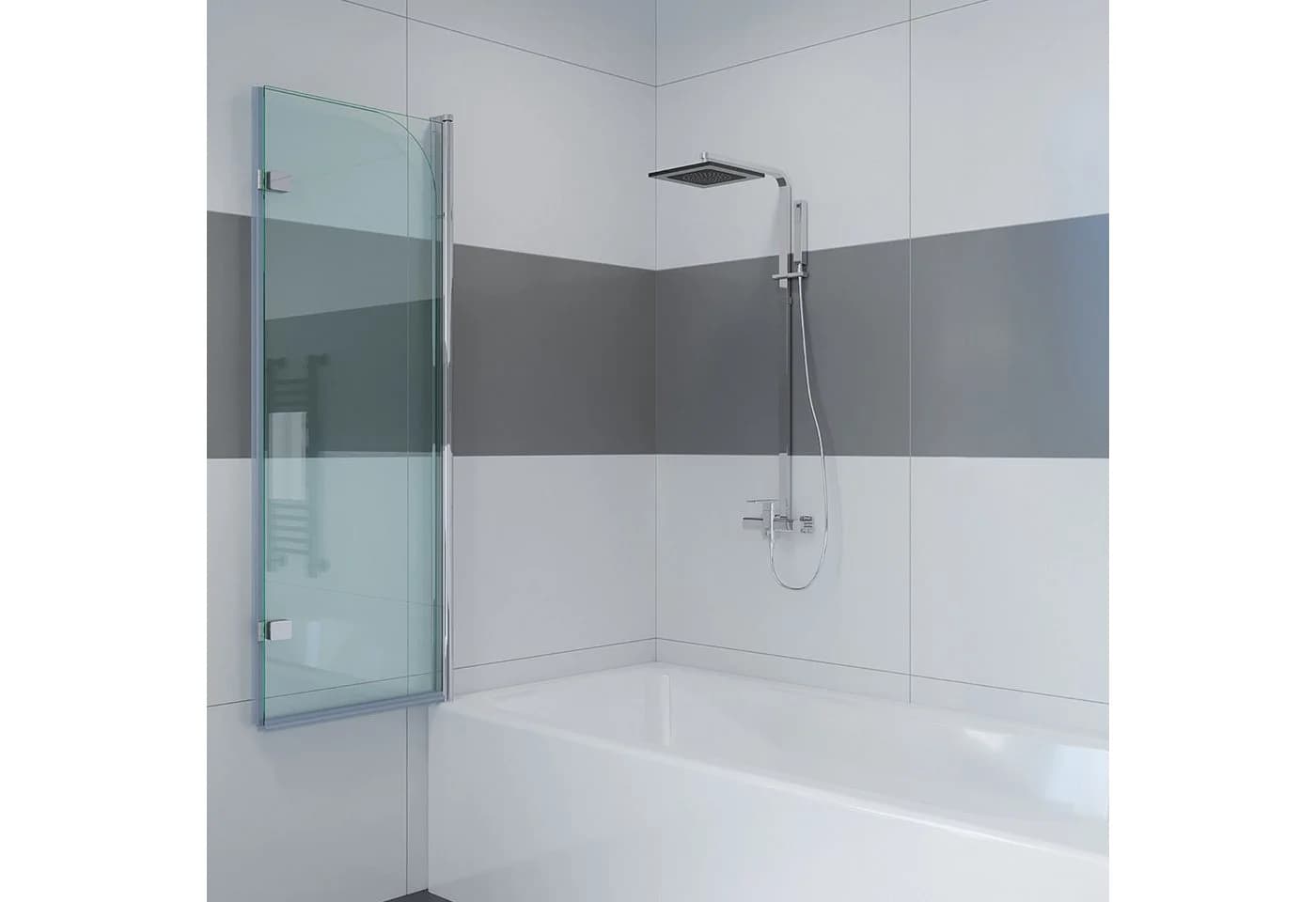 IMPTS Duschwand 100-140cm Glas Alu Badewannenaufsatz - Bild 4