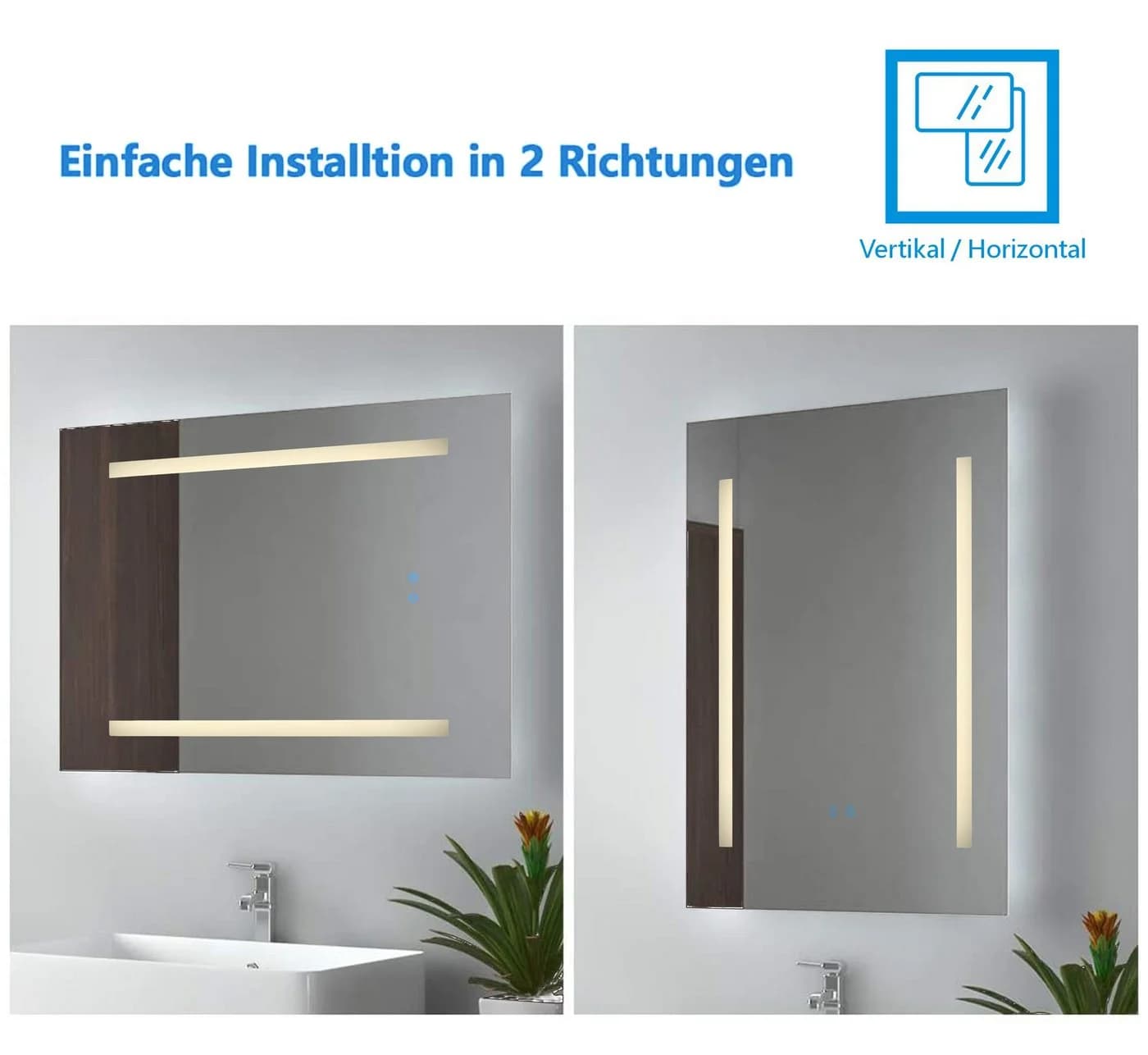 IMPTS LED Badspiegel mit Beleuchtung Antibeschlag Dimmbar Touch-Schalter - Bild 4