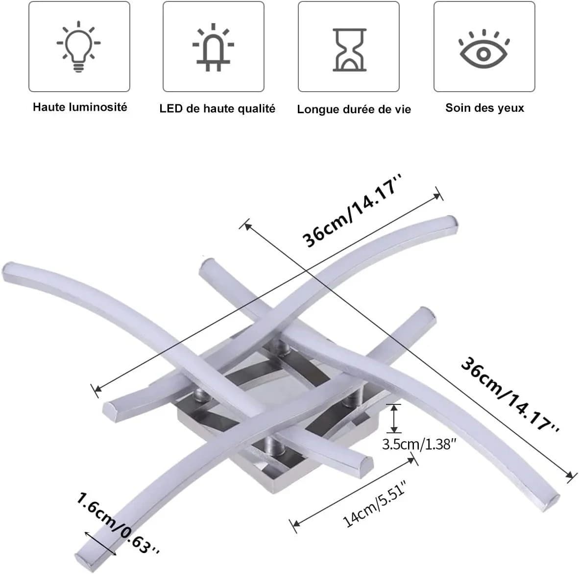 Riserva LED Deckenleuchte Silber Wellenform 24W 4000K - Bild 3