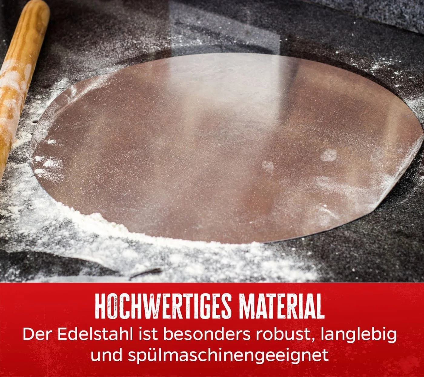 Grillfürst Pizzablech Edelstahl 31 cm mit Tragegriffen