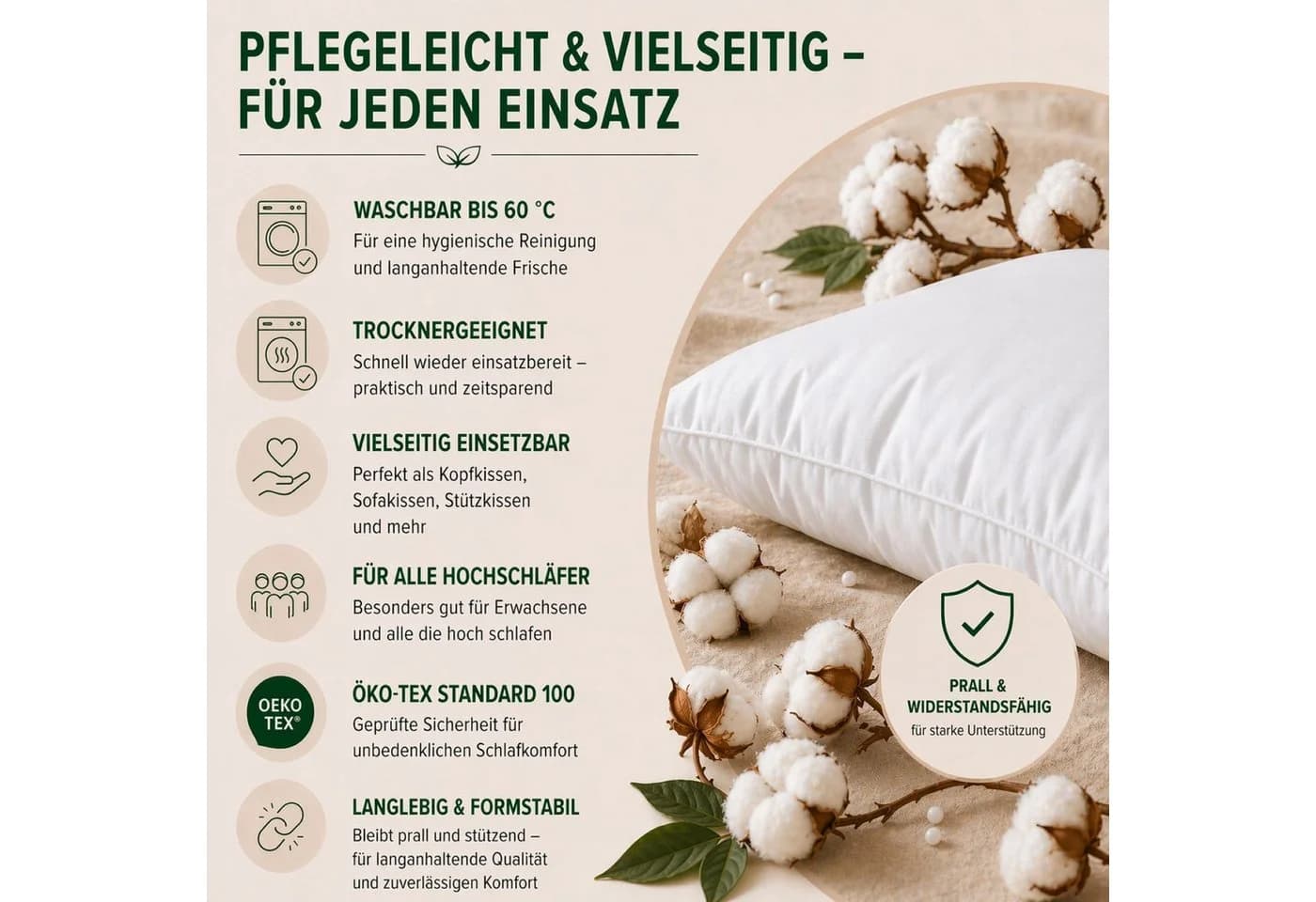 Betten Hofmann Basic Allergiker Kopfkissen 60x80 cm Baumwolle - Bild 4