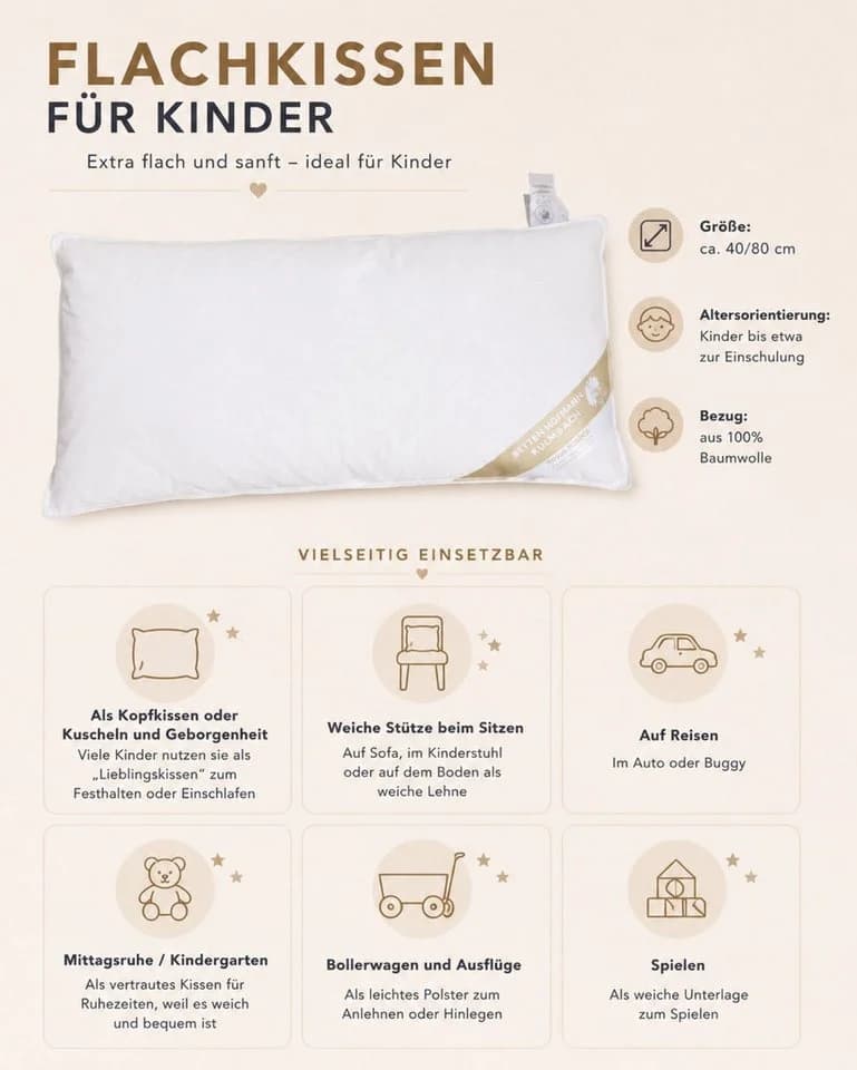 Betten Hofmann Kinder-Daunenkissen 40x80 cm Weiß - Bild 4