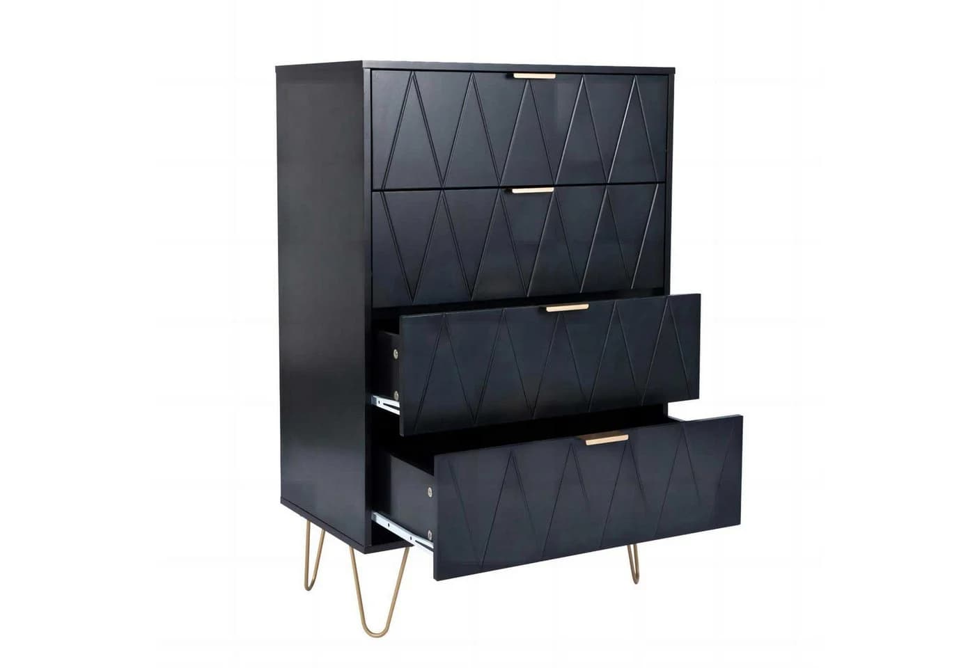 UEV Kommode mit 4 Schubladen, Sideboard für Schlafzimmer, Wohnzimmer, Holz, 60 x 34 x 91 cm - Bild 2