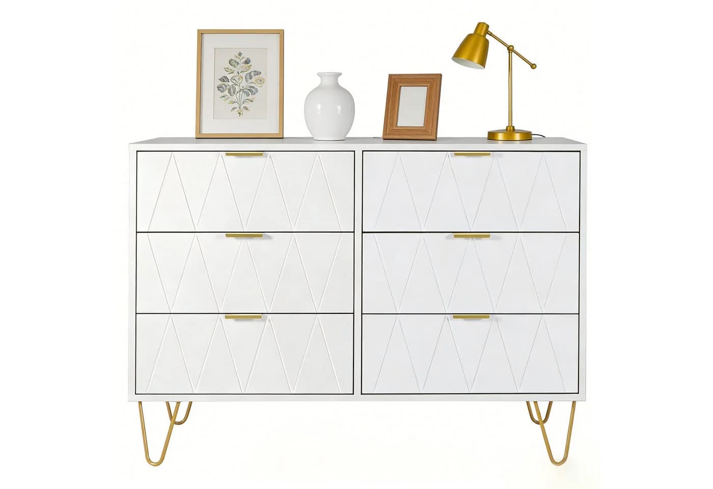UEV Kommode mit 6 Schubladen, Sideboard für Wohnzimmer Schlafzimmer 100 x 34 x 73 cm - Bild 2