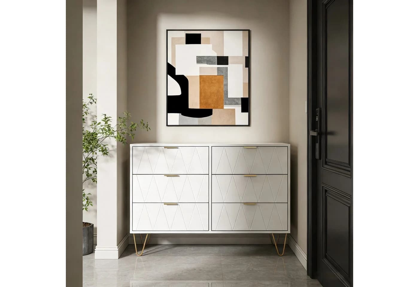 UEV Kommode mit 6 Schubladen, Sideboard für Wohnzimmer Schlafzimmer 100 x 34 x 73 cm - Bild 3