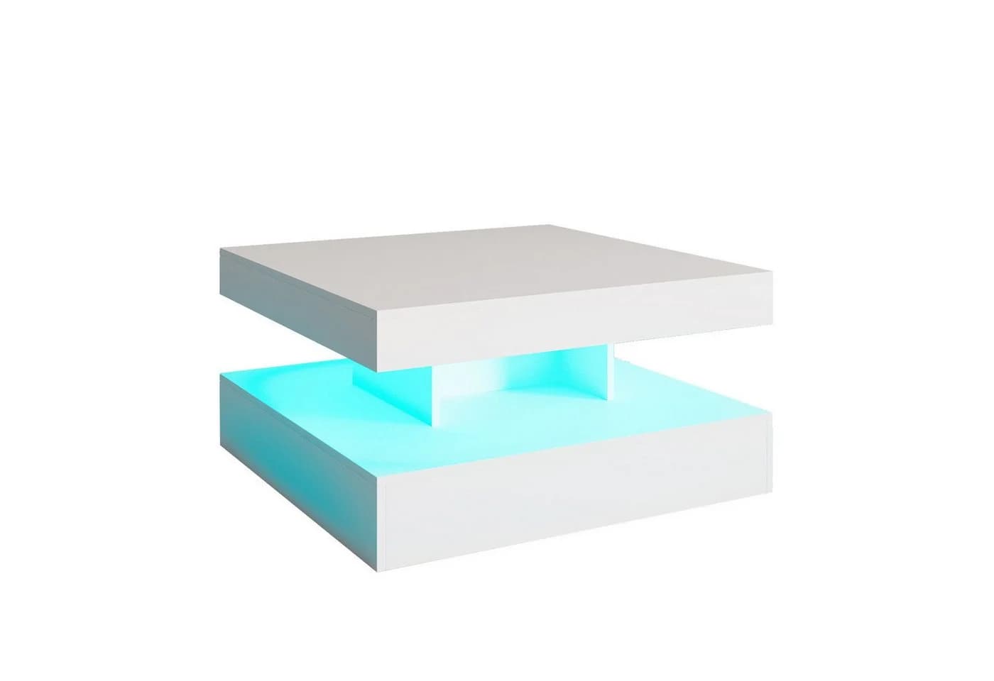 Couchtisch mit LED & Fernbedienung 78x78cm Schwarz/Weiß Marmor - Bild 3