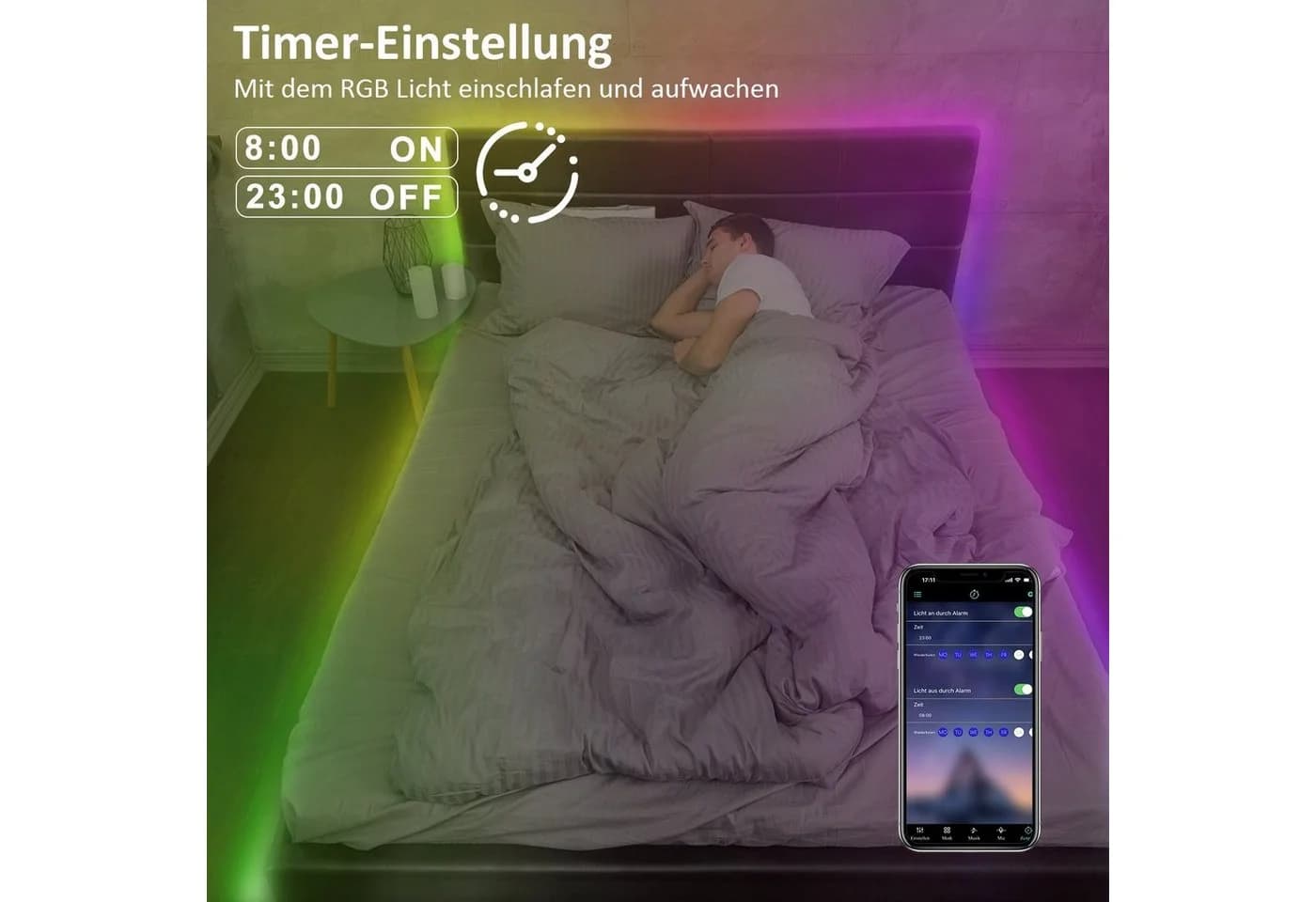 ZMH LED-Streifen RGB 20m mit App & Fernbedienung, Musik-Sync, 16 Mio. Farben - Bild 5