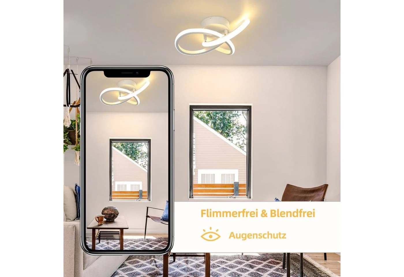 ZMH LED Deckenleuchte 3 Blatten Weiß Modern Warmweiß - Bild 3