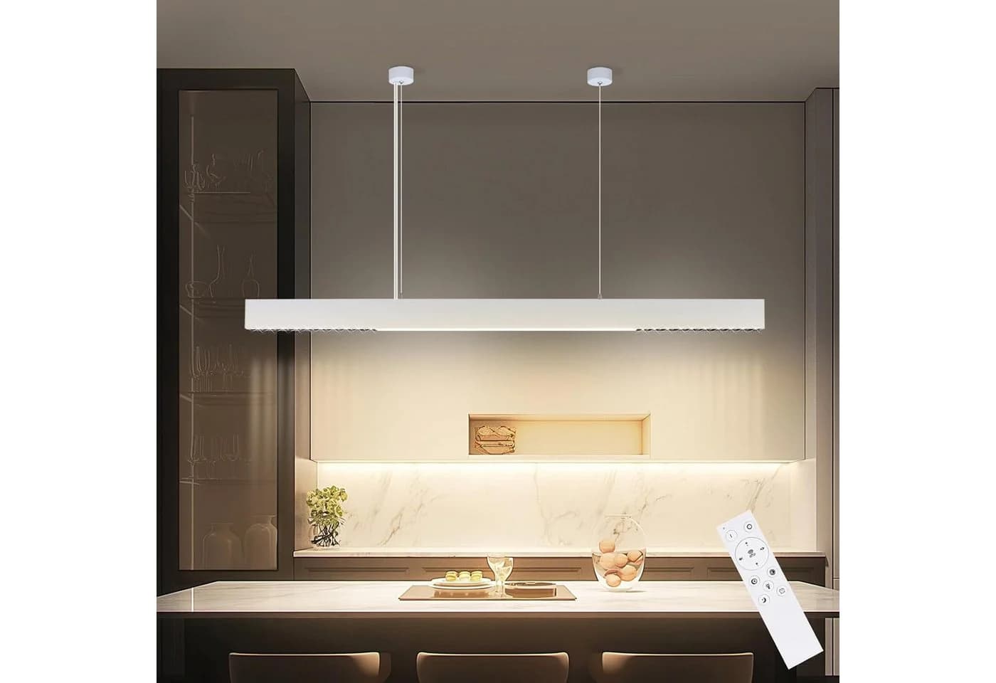 ZMH LED Pendelleuchte Dimmbar Weiß Modern Fernbedienung - Bild 2