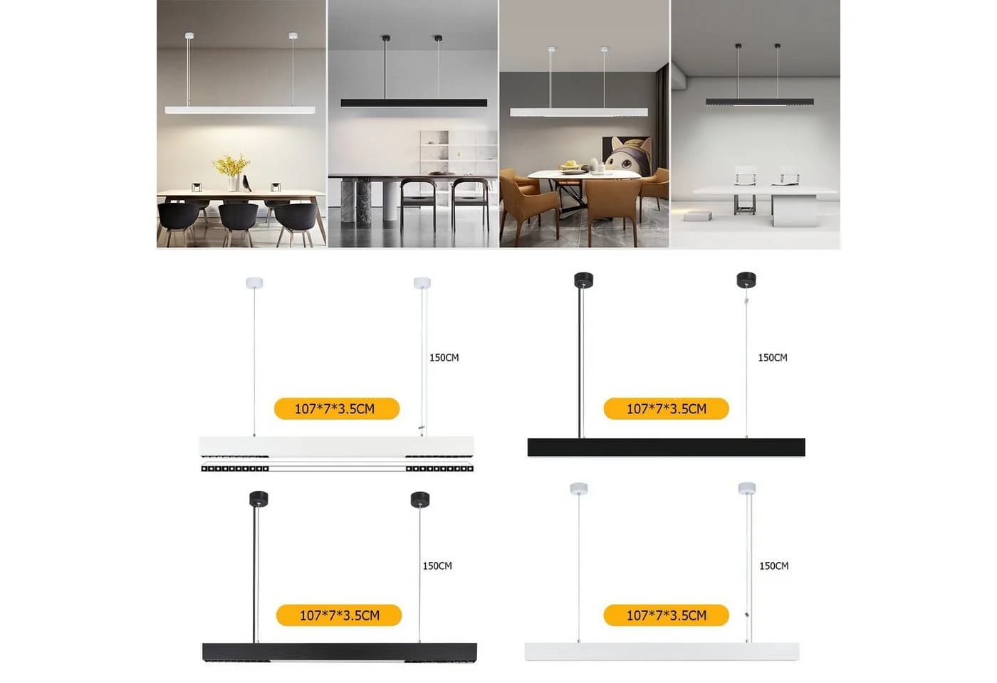 ZMH LED Pendelleuchte Dimmbar Weiß Modern Fernbedienung - Bild 4