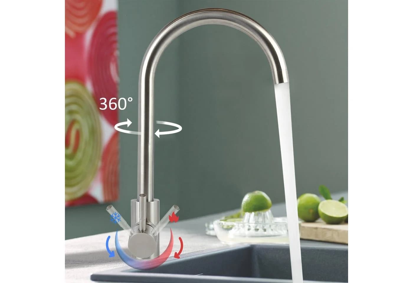 ZMH Küchenarmatur 360° Schwenkbar Edelstahl