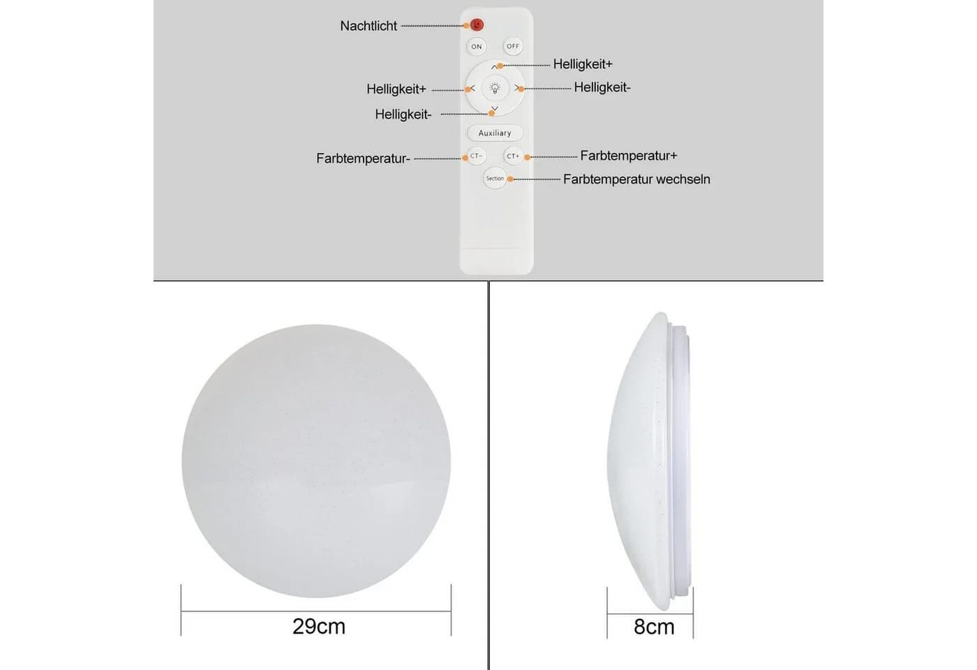 Nettlife LED Deckenleuchte Sternenhimmel Dimmbar mit Fernbedienung 28CM - Bild 5