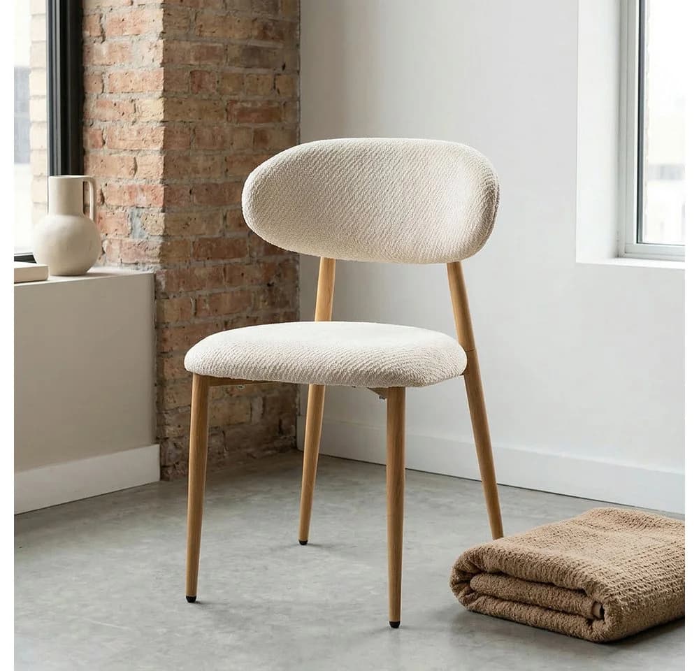 PPkrimnel Esszimmerstuhl Beige Chenille Metallbeine 4er Set - Bild 3