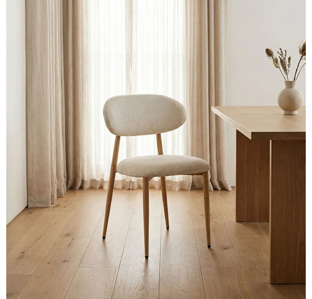 PPkrimnel Esszimmerstuhl Beige Chenille Metallbeine 4er Set - Bild 4