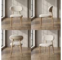 PPkrimnel Esszimmerstuhl Beige Chenille Metallbeine 4er Set Bild 5
