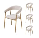 PPkrimnel Essstuhl mit Armlehnen Beige Chenille Metall Bild 2