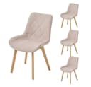 PPkrimnel Esszimmerstuhl 4er Set Leinen Massivholz Beige Bild 2