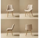 PPkrimnel Esszimmerstuhl 4er Set Leinen Massivholz Beige Bild 4