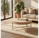 PPkrimnel 2er Couchtisch Set Travertin Optik Metallrahmen Bild 5