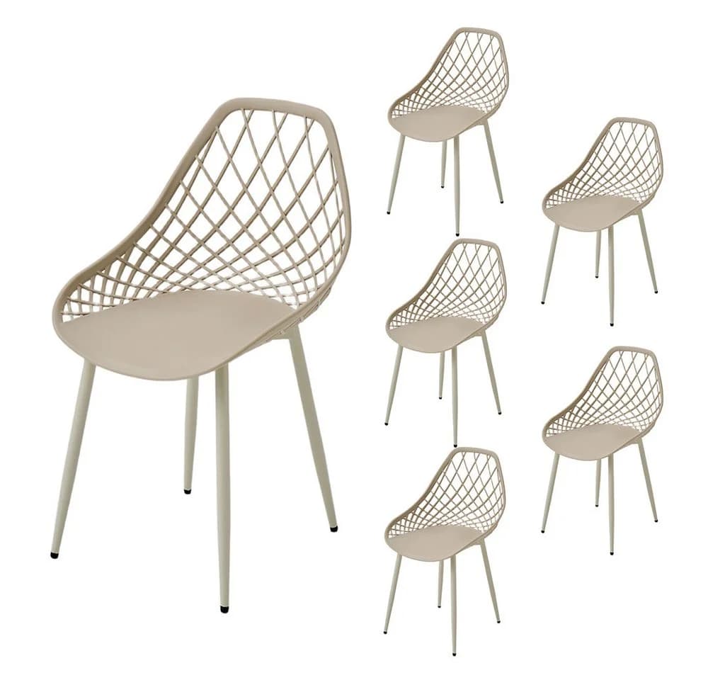 PPkrimnel Bistrostuhl 6er Set PP-Sitz Metallrahmen Modern - Bild 2
