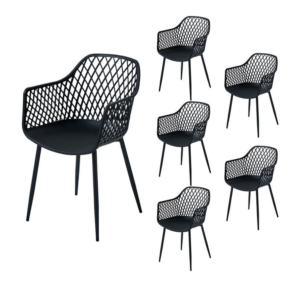 PPkrimnel Gartenstuhl Modern Ergonomisch Stapelbar Schwarz/Weiß - Bild 2