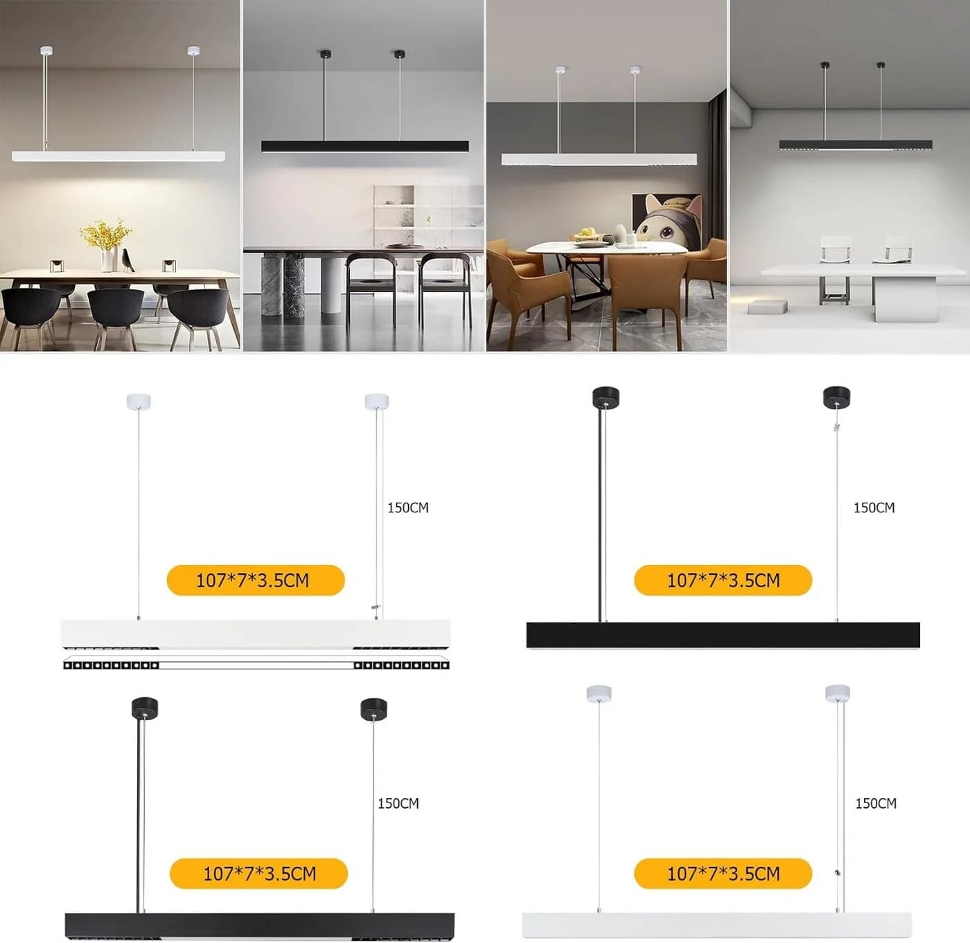 Nettlife LED Pendelleuchte Dimmbar Schwarz 150cm Höhenverstellbar - Bild 4