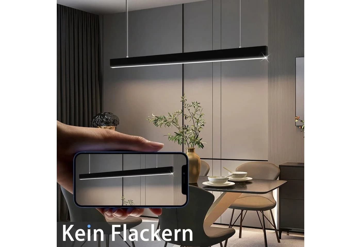 Nettlife LED Pendelleuchte Dimmbar Schwarz 150cm Höhenverstellbar - Bild 5