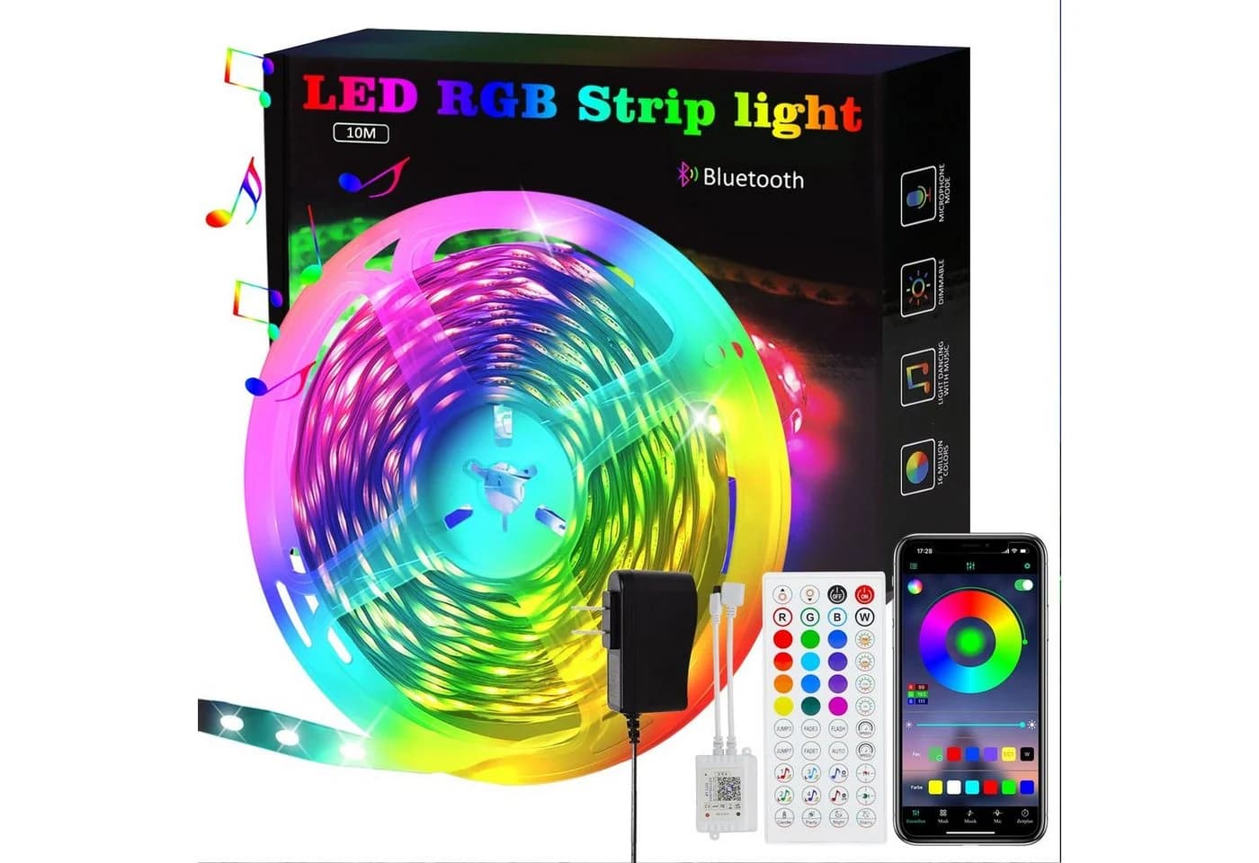 Nettlife LED Stripe Fernbedienung Dimmbar Lichtleiste RGB Musikfunktion Timer - Bild 2