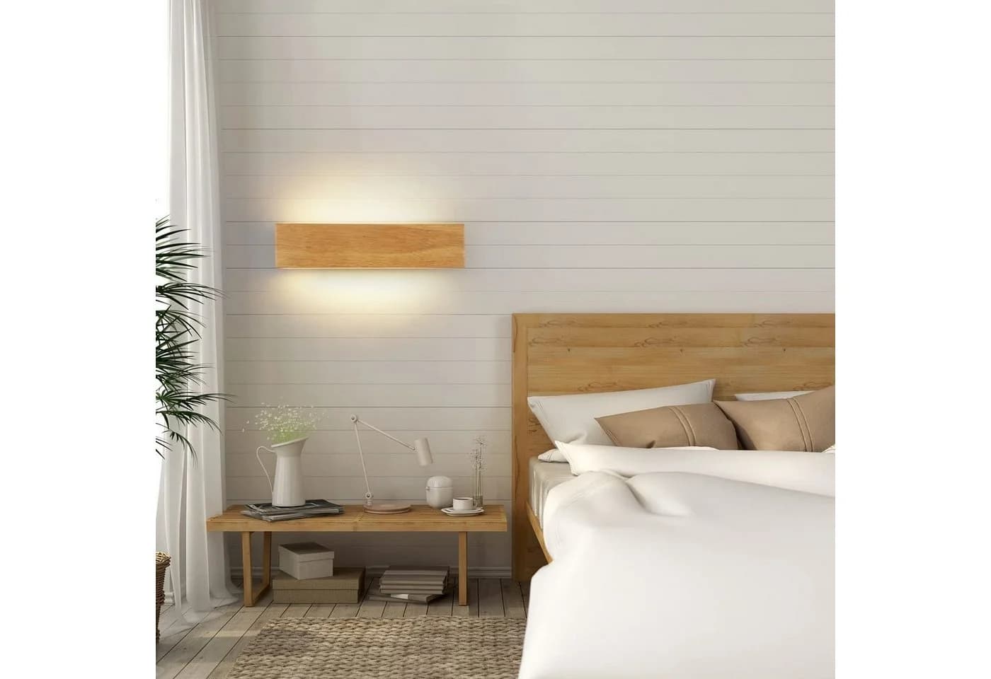 Nettlife LED Wandleuchte Holz 3000K Warmweiß 330° Drehbar