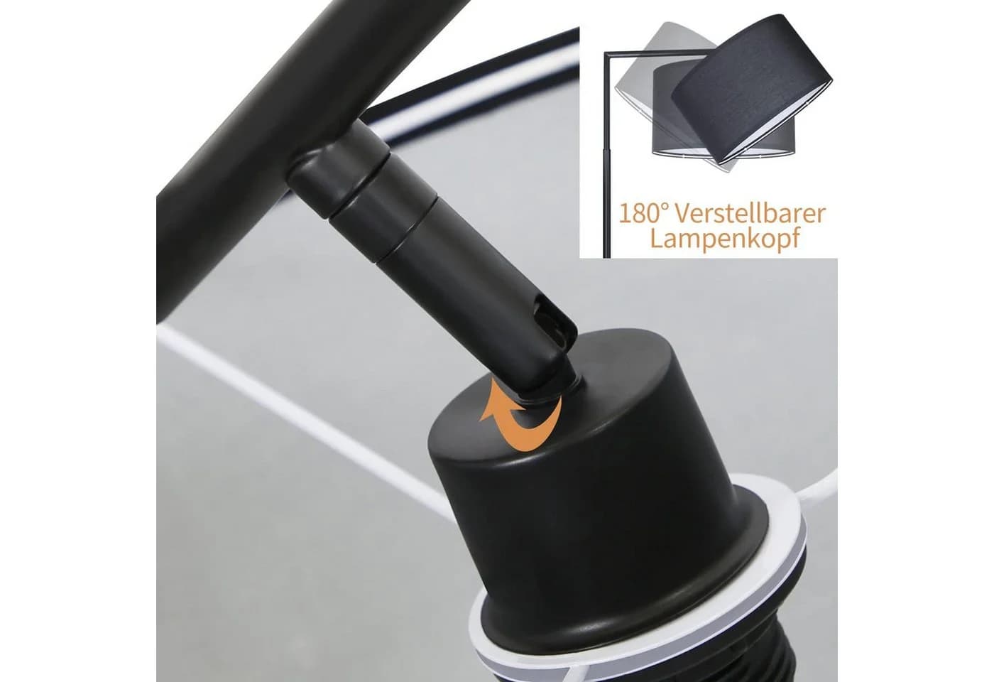 Nettlife Stehlampe Schwarz Stoffschirm Bogenlampe E27 - Bild 4
