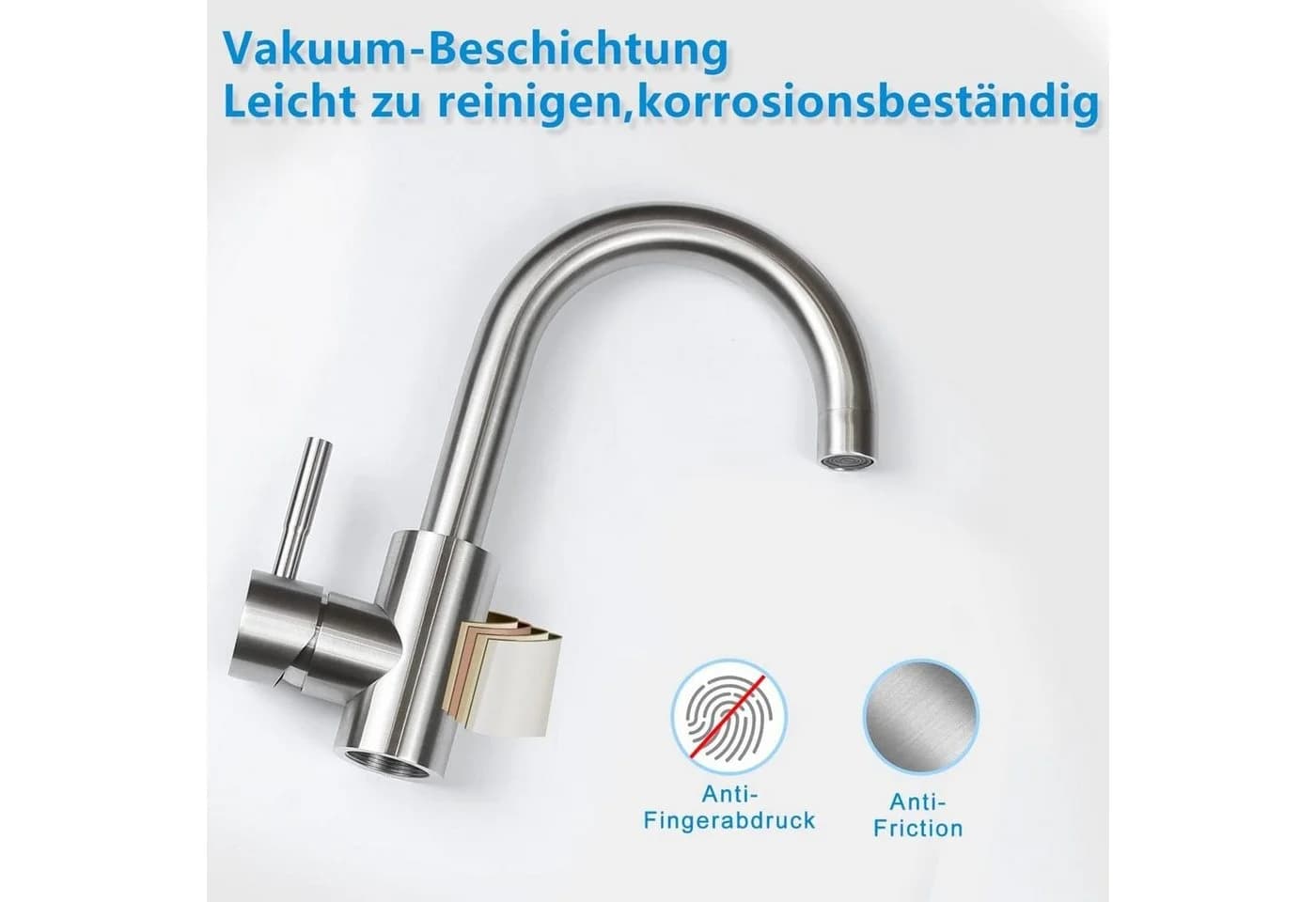 Nettlife Waschtischarmatur Nickel Edelstahl Mischbatterie für Badezimmer - Bild 3