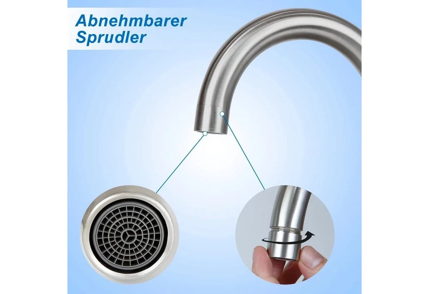 Nettlife Waschtischarmatur Nickel Edelstahl Mischbatterie für Badezimmer - Bild 4
