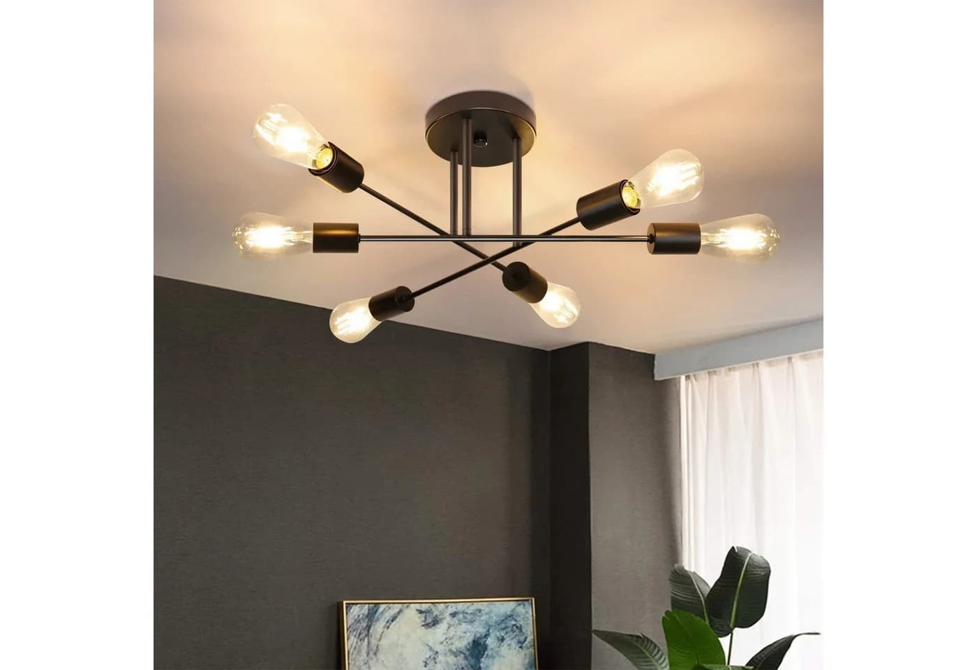 Nettlife Deckenleuchten E27 Retro 6 Flammig Kronleuchter LED wechselbar - Bild 2