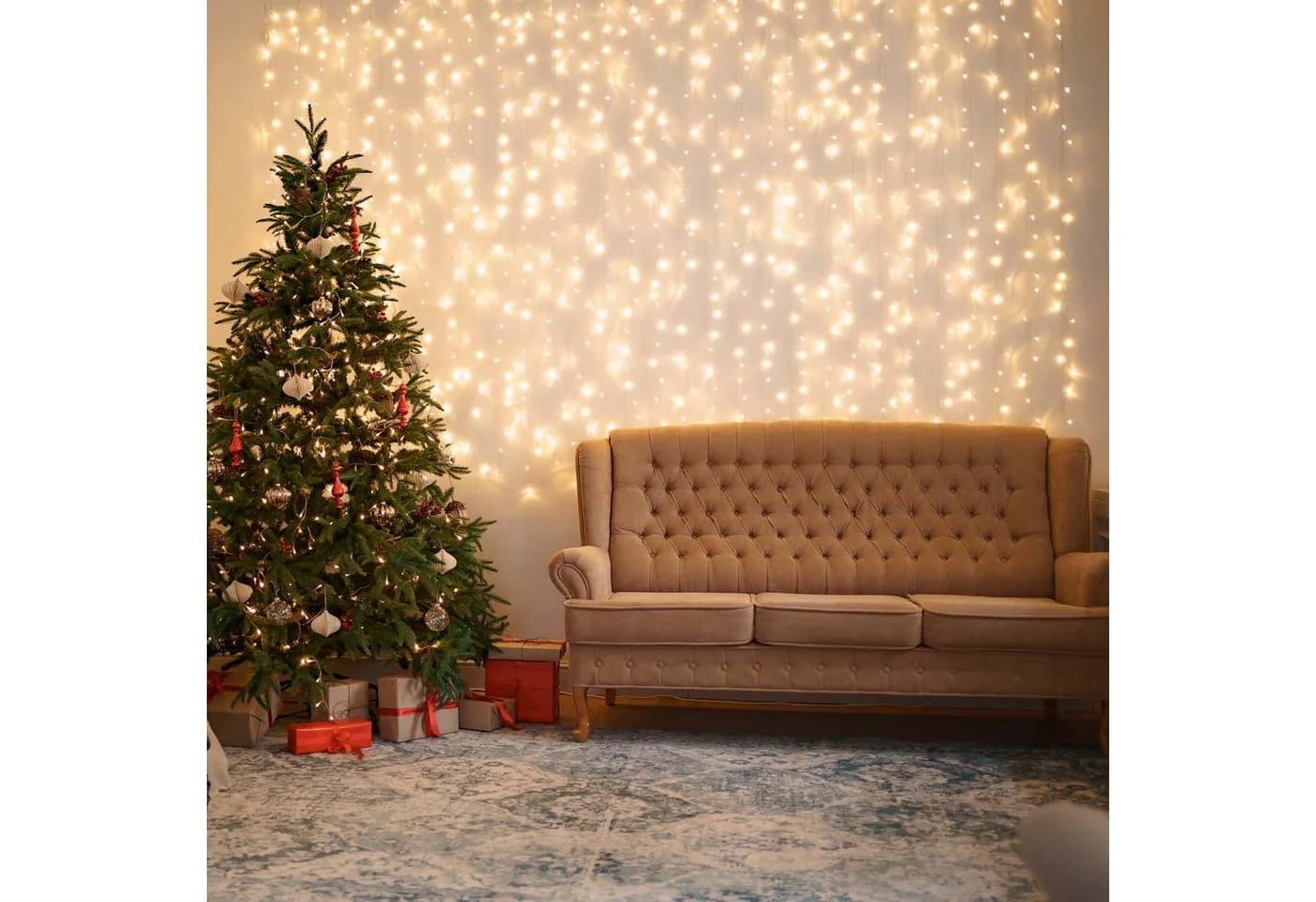 Salcar LED-Lichterkette 3x3m Warmweiß 8 Beleuchtungsmodi Timer & Memory-Funktion