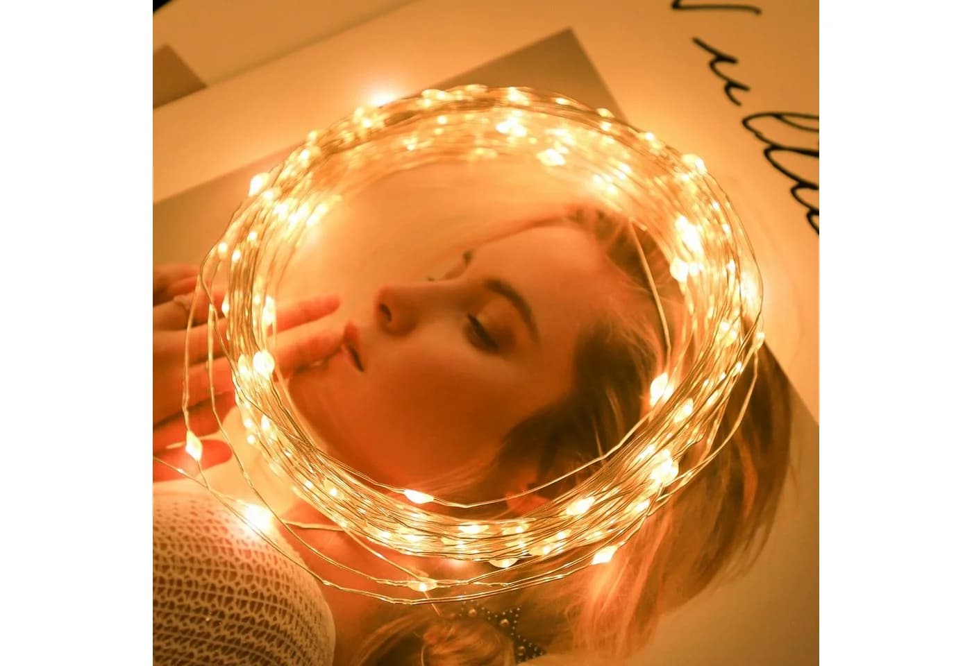 Salcar LED-Lichterkette 10m Outdoor Indoor USB Kupferdraht Weihnachtsdeko Warmweiß